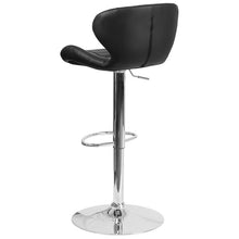 Load image into Gallery viewer, Black Vinyl Adjustable Height Barstool with Curved Back and Chrome Base
