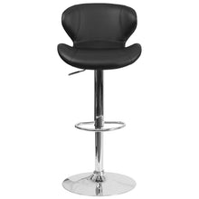 Load image into Gallery viewer, Black Vinyl Adjustable Height Barstool with Curved Back and Chrome Base
