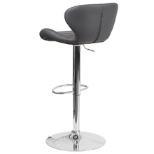 Load image into Gallery viewer, Gray Vinyl Adjustable Height Barstool with Curved Back and Chrome Base
