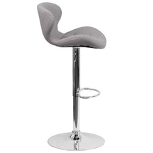 Load image into Gallery viewer, Gray Fabric Adjustable Height Barstool with Curved Back and Chrome Base
