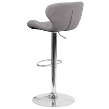 Load image into Gallery viewer, Gray Fabric Adjustable Height Barstool with Curved Back and Chrome Base
