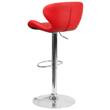 Load image into Gallery viewer, Red Vinyl Adjustable Height Barstool with Curved Back and Chrome Base
