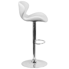 Load image into Gallery viewer, White Vinyl Adjustable Height Barstool with Curved Back and Chrome Base
