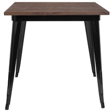 Load image into Gallery viewer, 31.5" Square Black Metal Indoor Table with Walnut Rustic Wood Top
