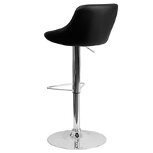 Load image into Gallery viewer, Contemporary Black Vinyl Bucket Seat Adjustable Height Barstool with Chrome Base
