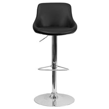 Load image into Gallery viewer, Contemporary Black Vinyl Bucket Seat Adjustable Height Barstool with Chrome Base
