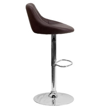 Load image into Gallery viewer, Brown Vinyl Bucket Seat Barstool with Diamond Pattern Back and Chrome Base
