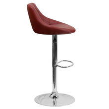 Load image into Gallery viewer, Burgundy Vinyl Bucket Seat Barstool with Diamond Pattern Back and Chrome Base
