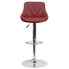 Load image into Gallery viewer, Burgundy Vinyl Bucket Seat Barstool with Diamond Pattern Back and Chrome Base
