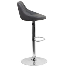 Load image into Gallery viewer, Contemporary Gray Vinyl Bucket Seat Adjustable Height Barstool with Chrome Base
