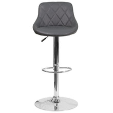 Load image into Gallery viewer, Contemporary Gray Vinyl Bucket Seat Adjustable Height Barstool with Chrome Base
