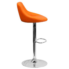 Load image into Gallery viewer, Orange Vinyl Bucket Seat Barstool with Diamond Pattern Back and Chrome Base
