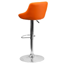 Load image into Gallery viewer, Orange Vinyl Bucket Seat Barstool with Diamond Pattern Back and Chrome Base
