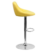 Load image into Gallery viewer, Yellow Vinyl Bucket Seat Barstool with Diamond Pattern Back and Chrome Base
