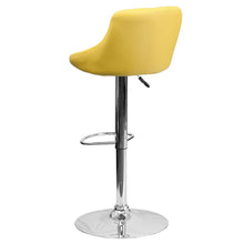 Load image into Gallery viewer, Yellow Vinyl Bucket Seat Barstool with Diamond Pattern Back and Chrome Base
