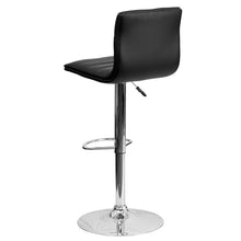 Load image into Gallery viewer, Black Vinyl Adjustable Bar Stool, Swivel Stool with Chrome Pedestal Base
