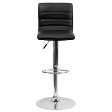 Load image into Gallery viewer, Black Vinyl Adjustable Bar Stool, Swivel Stool with Chrome Pedestal Base
