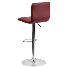 Load image into Gallery viewer, Burgundy Vinyl Adjustable Bar Stool, Swivel Stool with Chrome Pedestal Base
