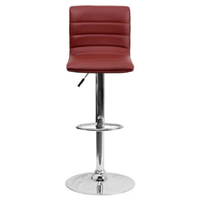 Load image into Gallery viewer, Burgundy Vinyl Adjustable Bar Stool, Swivel Stool with Chrome Pedestal Base
