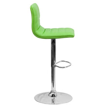 Load image into Gallery viewer, Green Vinyl Adjustable Bar Stool, Swivel Stool with Chrome Pedestal Base
