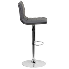 Load image into Gallery viewer, Gray Vinyl Adjustable Bar Stool, Swivel Stool with Chrome Pedestal Base
