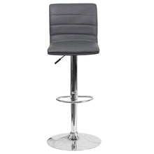 Load image into Gallery viewer, Gray Vinyl Adjustable Bar Stool, Swivel Stool with Chrome Pedestal Base
