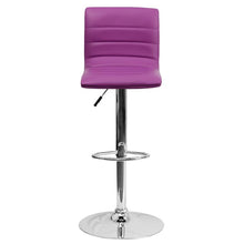Load image into Gallery viewer, Purple Vinyl Adjustable Bar Stool, Swivel Stool with Chrome Pedestal Base
