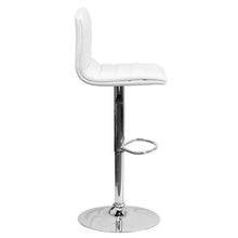 Load image into Gallery viewer, White Vinyl Adjustable Bar Stool, Swivel Stool with Chrome Pedestal Base
