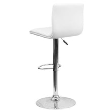 Load image into Gallery viewer, White Vinyl Adjustable Bar Stool, Swivel Stool with Chrome Pedestal Base

