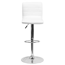 Load image into Gallery viewer, White Vinyl Adjustable Bar Stool, Swivel Stool with Chrome Pedestal Base
