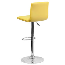 Load image into Gallery viewer, Yellow Vinyl Adjustable Bar Stool, Swivel Stool with Chrome Pedestal Base
