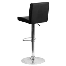 Load image into Gallery viewer, Black Vinyl Adjustable Height Barstool with Panel Back and Chrome Base
