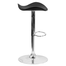 Load image into Gallery viewer, Black Vinyl Adjustable Height Barstool with Wavy Seat and Chrome Base
