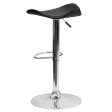 Load image into Gallery viewer, Black Vinyl Adjustable Height Barstool with Wavy Seat and Chrome Base
