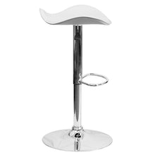 Load image into Gallery viewer, White Vinyl Adjustable Height Barstool with Wavy Seat and Chrome Base
