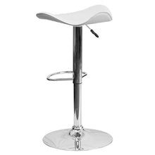 Load image into Gallery viewer, White Vinyl Adjustable Height Barstool with Wavy Seat and Chrome Base
