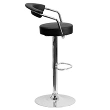 Load image into Gallery viewer, Contemporary Black Vinyl Adjustable Height Barstool with Arms and Chrome Base
