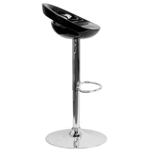 Load image into Gallery viewer, Black Plastic Barstool with Rounded Cutout Back and Chrome Base

