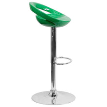 Load image into Gallery viewer, Green Plastic Barstool with Rounded Cutout Back and Chrome Base
