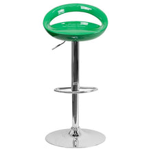 Load image into Gallery viewer, Green Plastic Barstool with Rounded Cutout Back and Chrome Base

