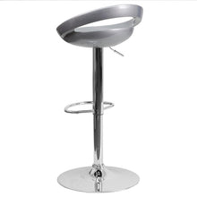 Load image into Gallery viewer, Silver Plastic Barstool with Rounded Cutout Back and Chrome Base
