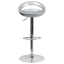Load image into Gallery viewer, Silver Plastic Barstool with Rounded Cutout Back and Chrome Base
