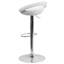 Load image into Gallery viewer, White Plastic Barstool with Rounded Cutout Back and Chrome Base
