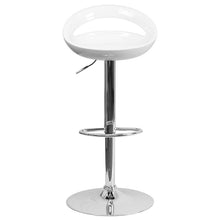 Load image into Gallery viewer, White Plastic Barstool with Rounded Cutout Back and Chrome Base
