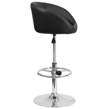 Load image into Gallery viewer, Black Vinyl Adjustable Height Barstool with Barrel Back and Chrome Base
