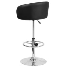 Load image into Gallery viewer, Black Vinyl Adjustable Height Barstool with Barrel Back and Chrome Base

