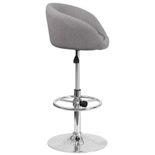 Load image into Gallery viewer, Gray Fabric Adjustable Height Barstool with Barrel Back and Chrome Base
