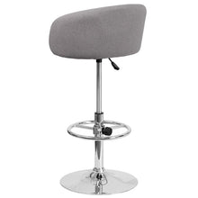 Load image into Gallery viewer, Gray Fabric Adjustable Height Barstool with Barrel Back and Chrome Base

