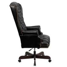 Load image into Gallery viewer, High Back Traditional Fully Tufted Black Executive Swivel Office Chair with Arms
