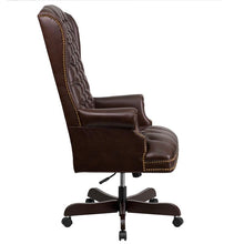 Load image into Gallery viewer, High Back Traditional Fully Tufted Brown Executive Swivel Office Chair with Arms
